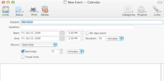 Image of filling out the description of an event.