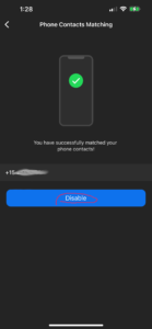 Image of Phone Contacts Matching screen, filled in