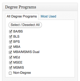 Degree Program Category Boxes