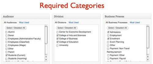 Required categories