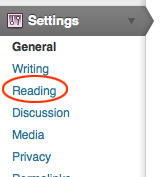 Settings and Reading selected