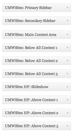 Custom UMW Widgetized areas 