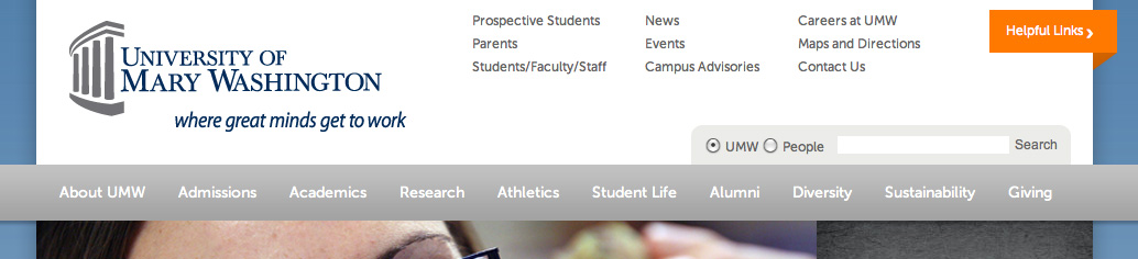 Updated Navigation at Top of UMW Site