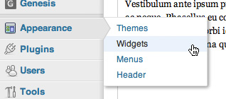 Appearance > widgets on sidebar.