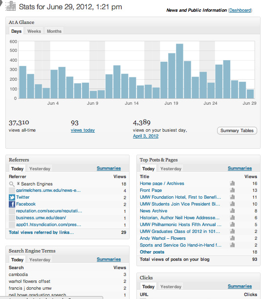 Jetpack Stats Screen in WordPress Admin panel.