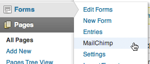 Select MailChimp settings for Gravity Forms