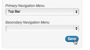 Top Bar custom menu selected in primary navigation menu drop-down.